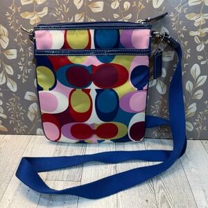 Coach Purse Multicolor Crossbody Sateen Scarf print